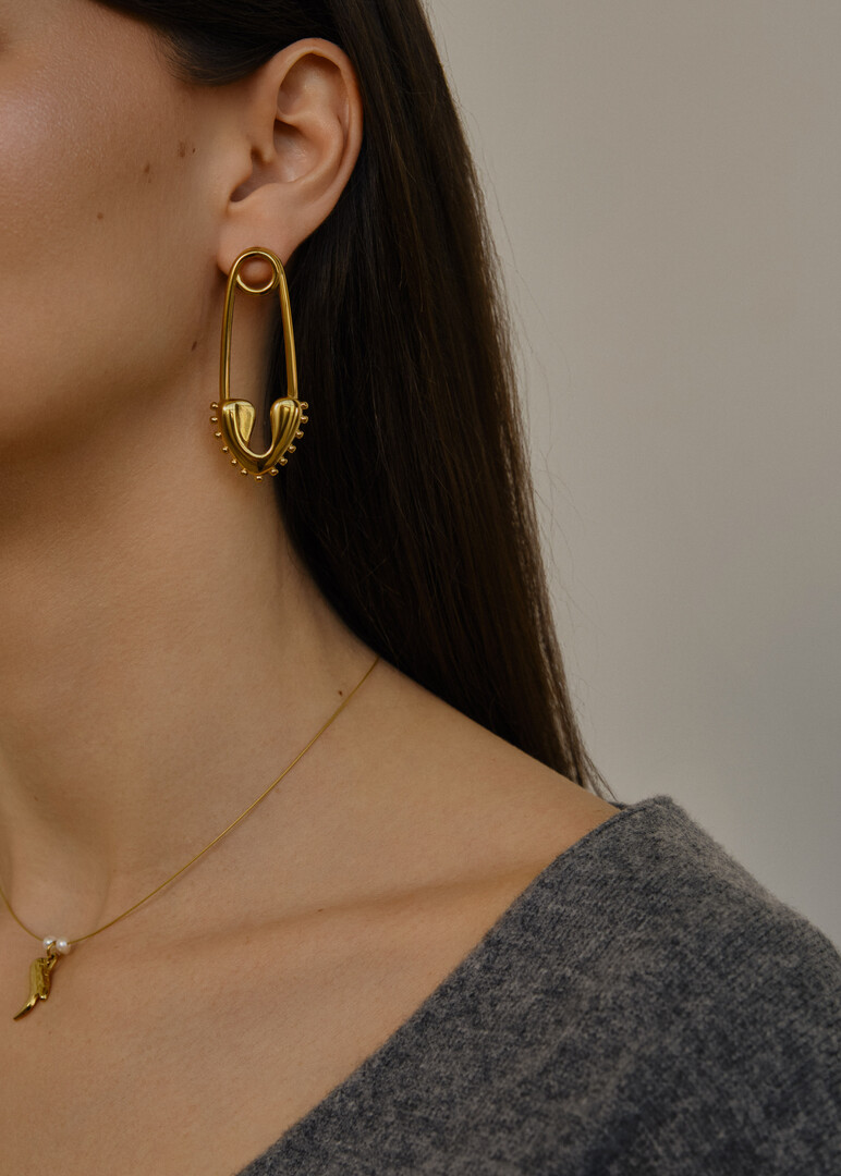 asymmetric gold-plated crystal earrings Eclat Gold