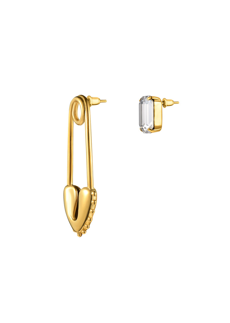 asymmetric gold-plated crystal earrings Eclat Gold