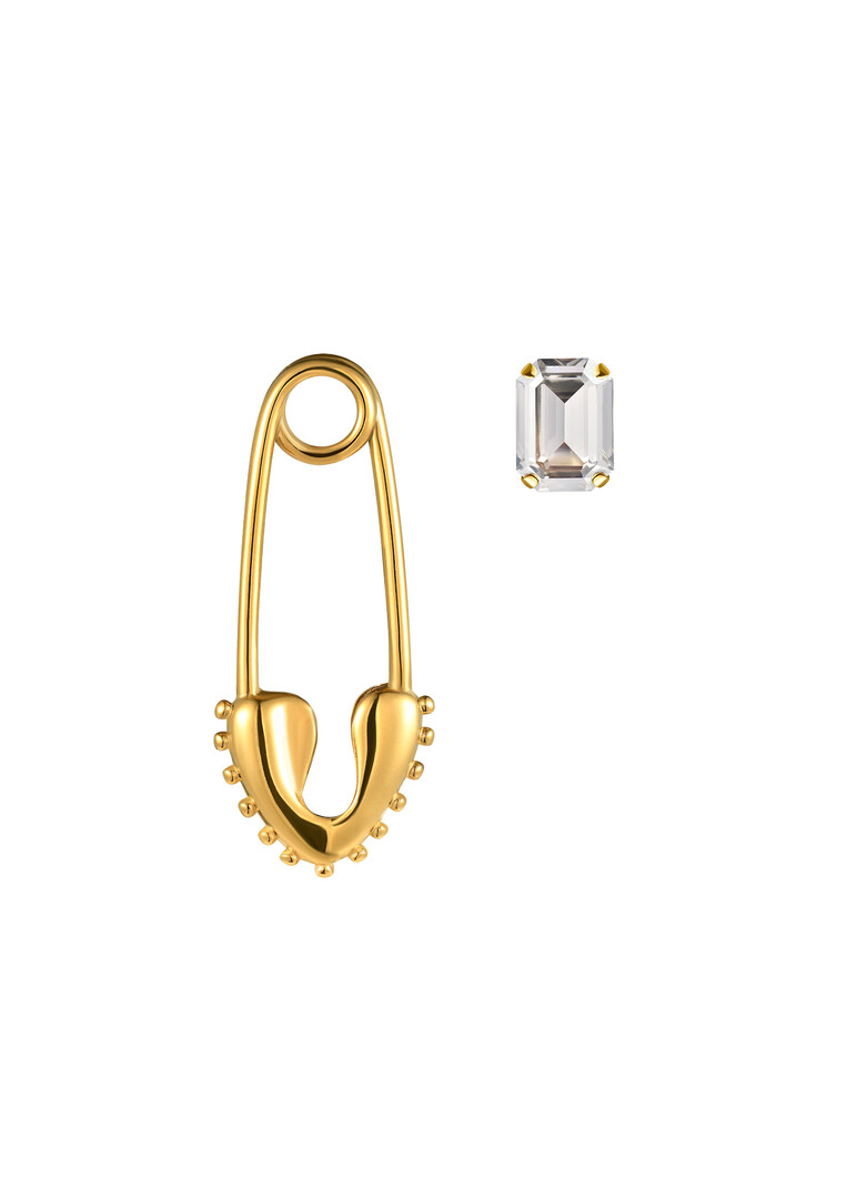 asymmetric gold-plated crystal earrings Eclat Gold