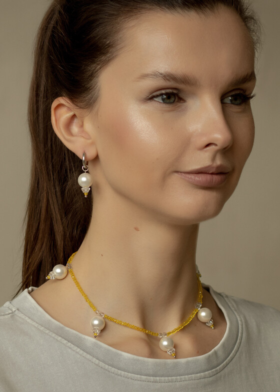 Асимметричные серьги Leo Lee Серебристые асимметричные серьги Royal Yellow Small