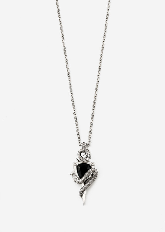 Колье COBRA JEWELRY Колье с подвеской из белого золота с бриллиантами, топазом и сапфиром
