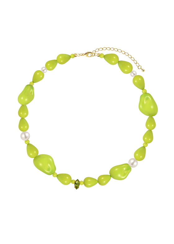 Колье из бусин Leo Lee Колье с зелёными бусинами и речным жемчугом Juicy Lime