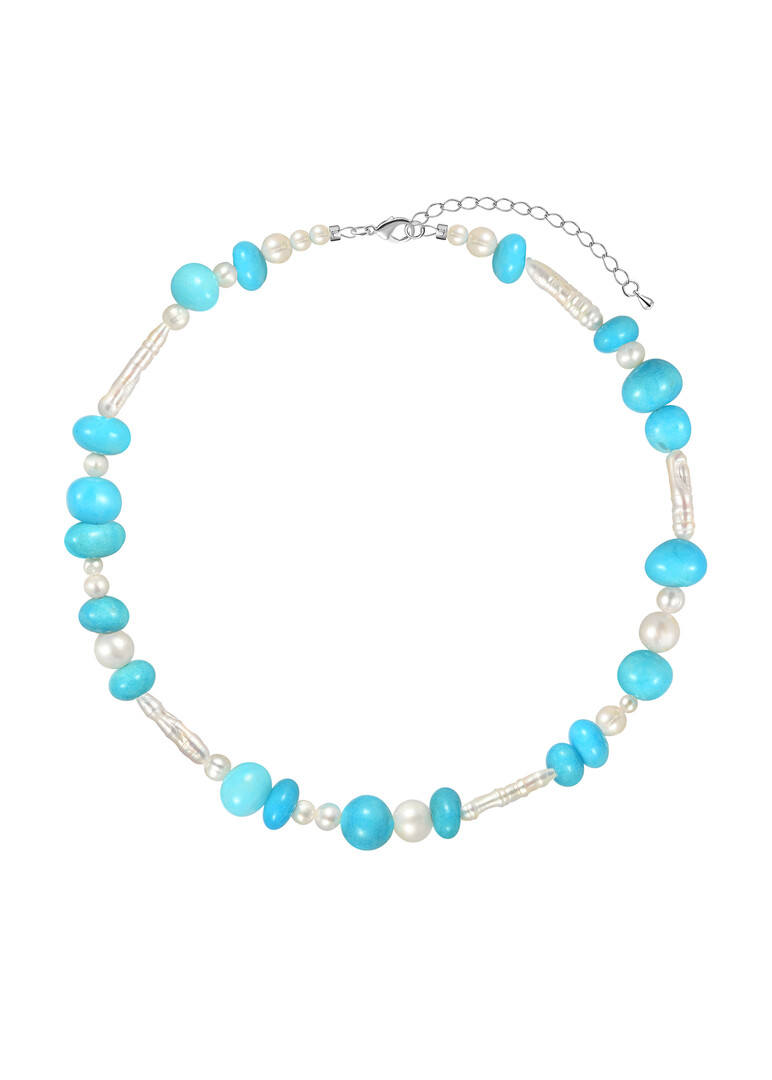 river pearl and agate necklace Soul Blue
