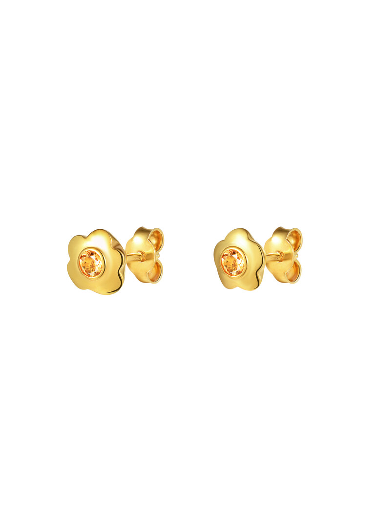 Пусеты Mini flower из серебра с цитринами