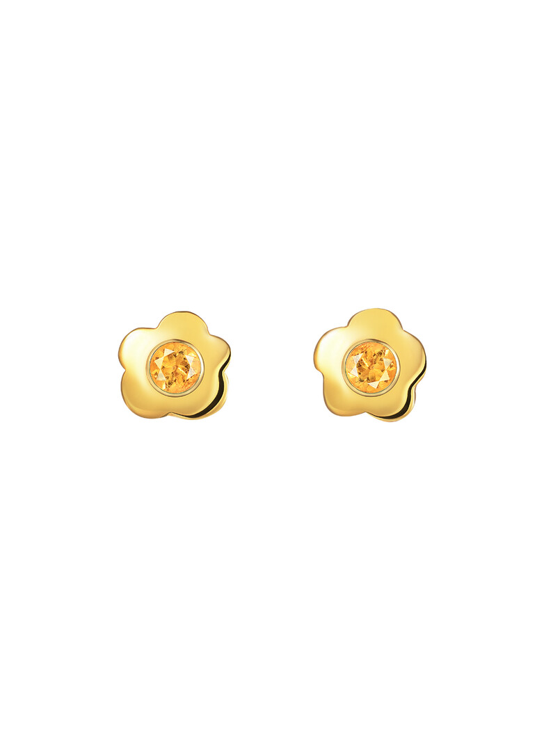 Пусеты Mini flower из серебра с цитринами