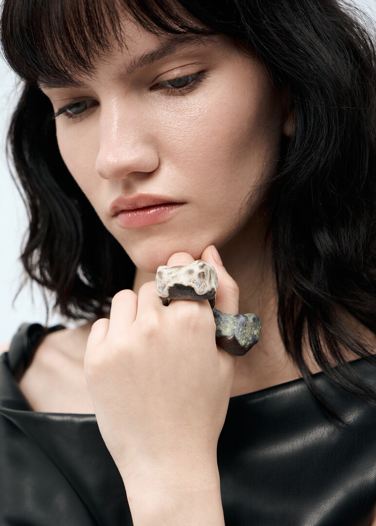 beige ceramic ring