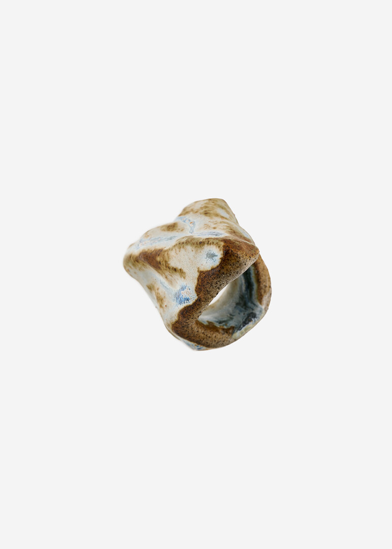 ceramic ring with blue streaks