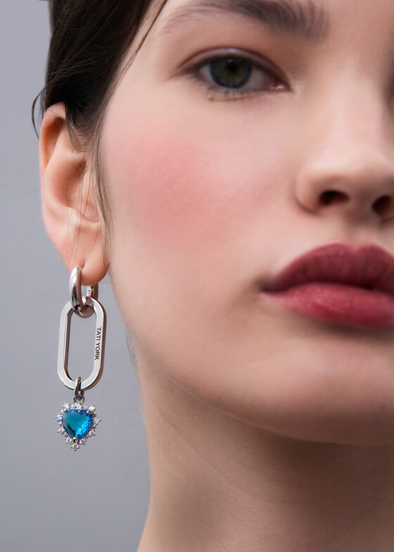 Моносерьги TATI YORK Серебристая моносерьга с фианитом Vivi Ear Blue
