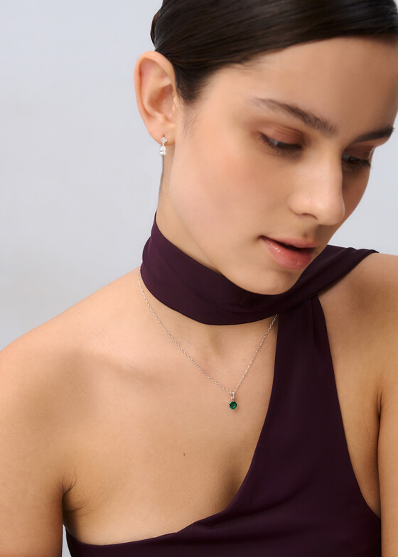 Колье FANCY of Brosway Подвеска из серебра с фианитом квадратной формы LIFE GREEN