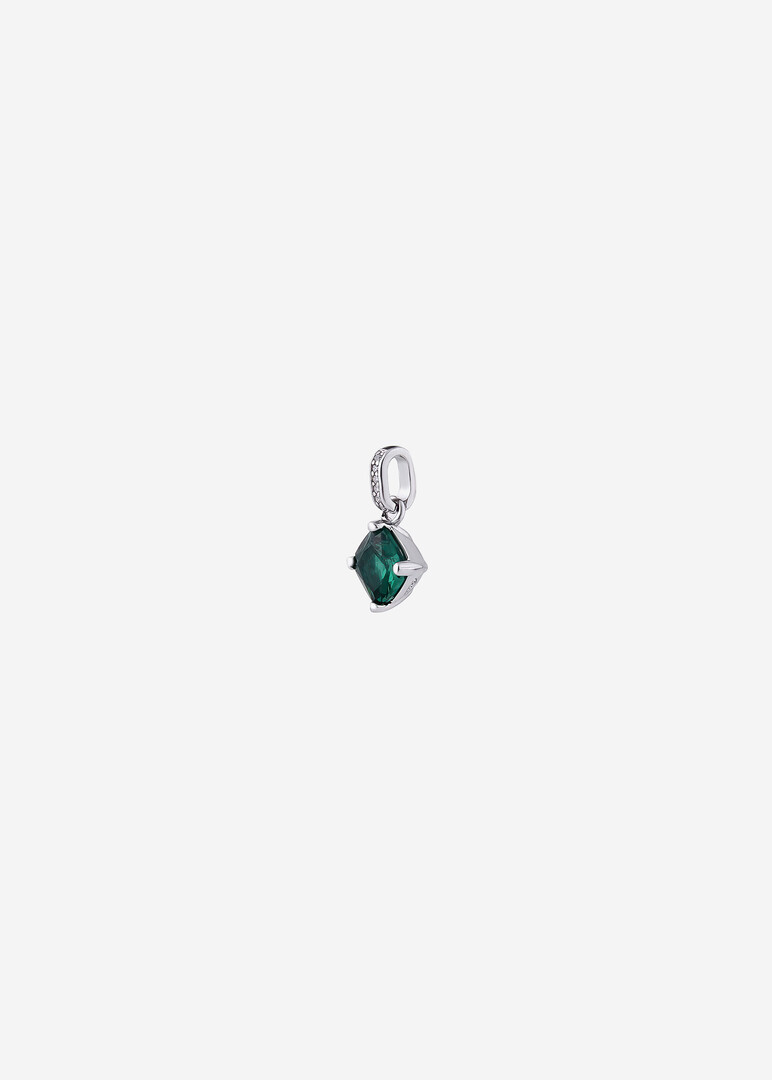 silver square-shaped cubic zirconia pendant LIFE GREEN