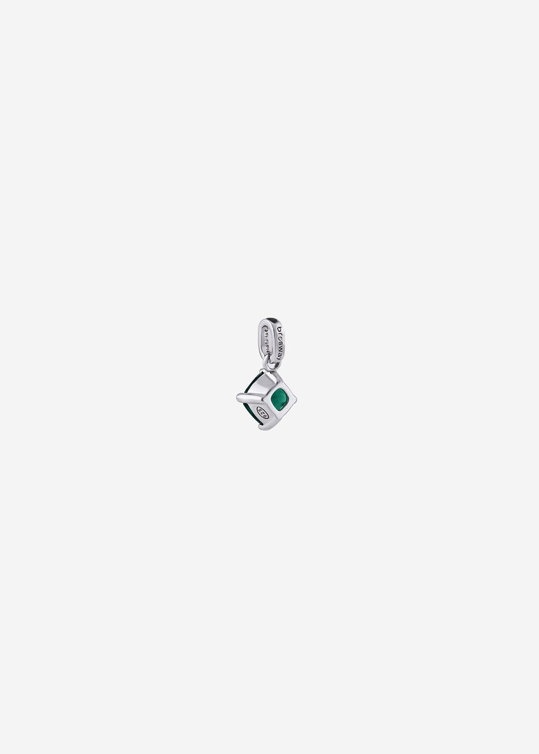 silver square-shaped cubic zirconia pendant LIFE GREEN