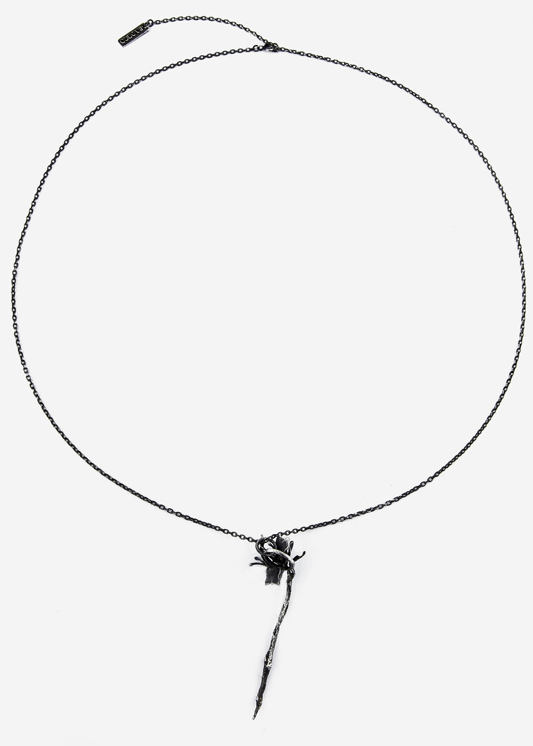 silver necklace with pendant MYOSOTIS BLACK