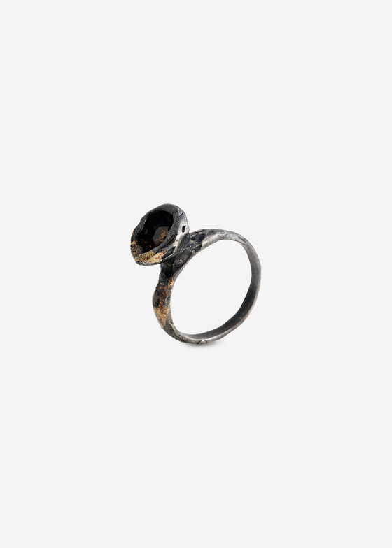 Кольца с крупной вставкой Kintsugi Jewelry Кольцо из серебра с позолотой и бриллиантом