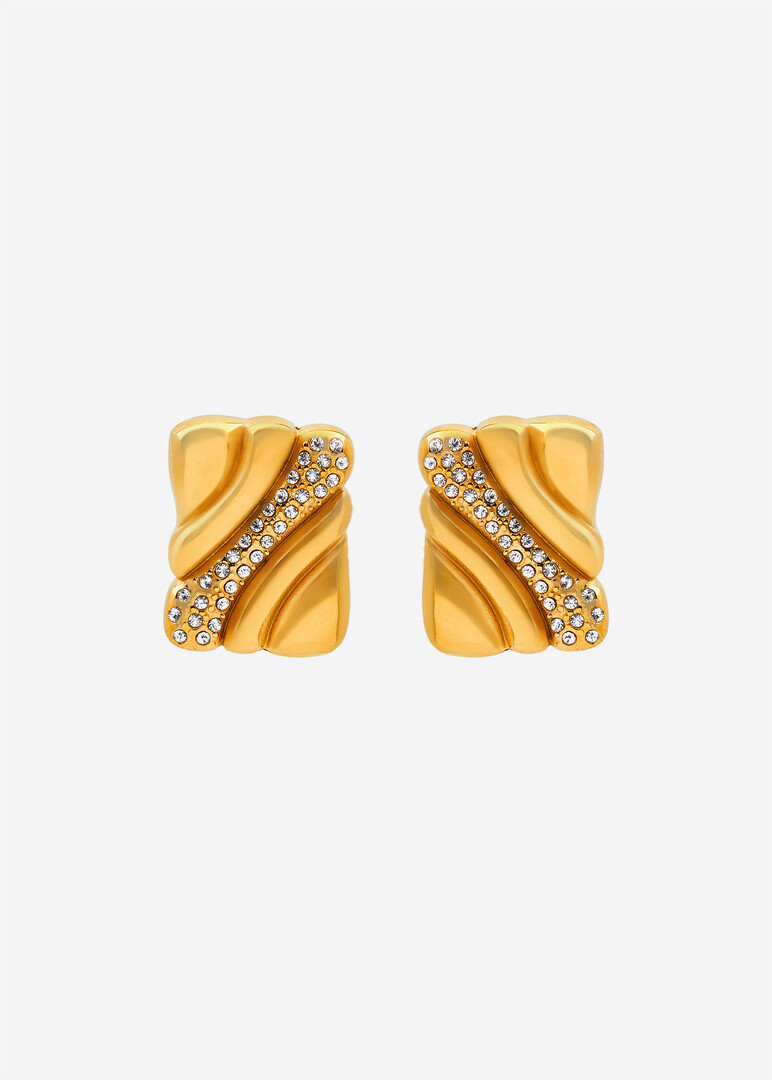 gold-plated trinity spark stud earrings