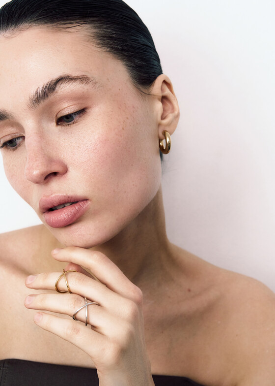 Тонкие кольца WANNA?BE! Кольцо из серебра «Икс»