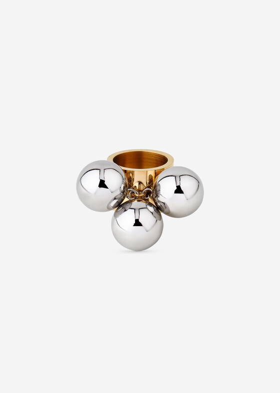 Акцентные кольца TATI YORK Золотистое кольцо из стали с тремя шарами trio balls