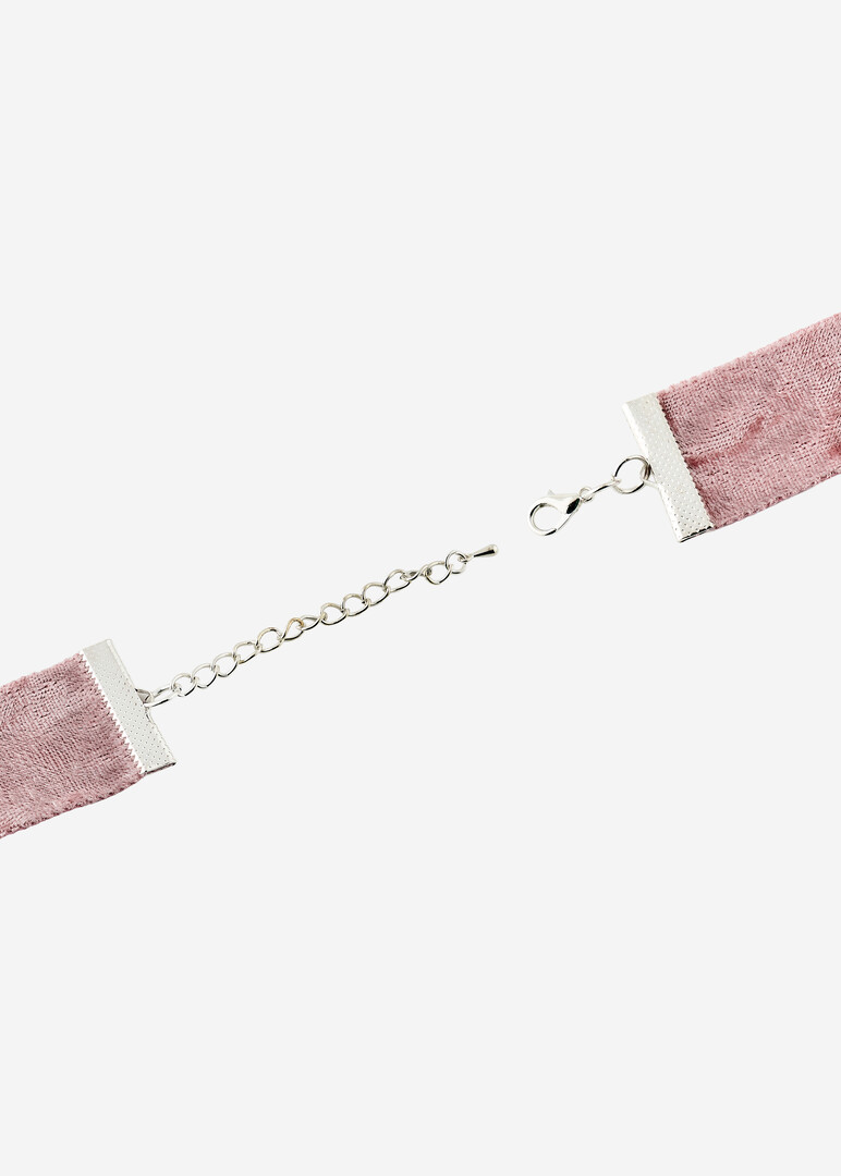 Бархатный чокер Pink Cloud с кристаллом