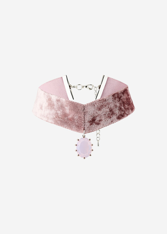 Чокеры Barhotka Бархатный чокер Pink Cloud с кристаллом