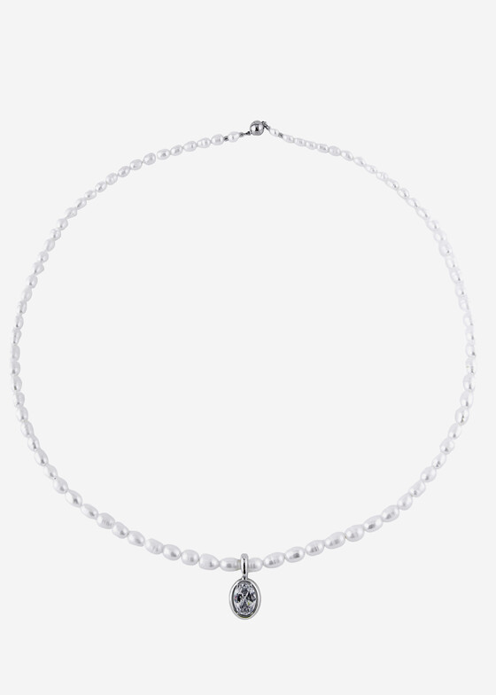 Колье из бусин Blue Jay Серебристое колье с культивированным жемчугом Cursed Orchid