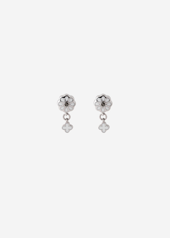 Пусеты УРА jewelry Серьги-пусеты из серебра «Булочки» с подвеской и эмалью