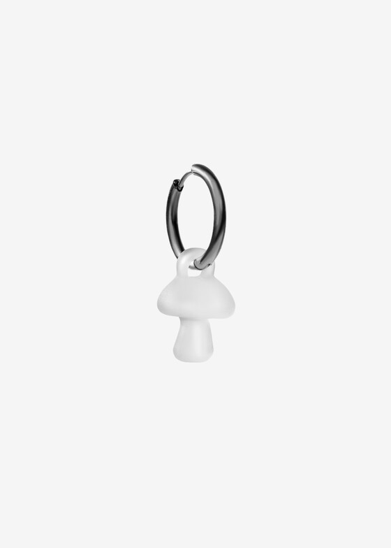 Моносерьги 78glass Белая моносерьга из стекла Mushroom Matte