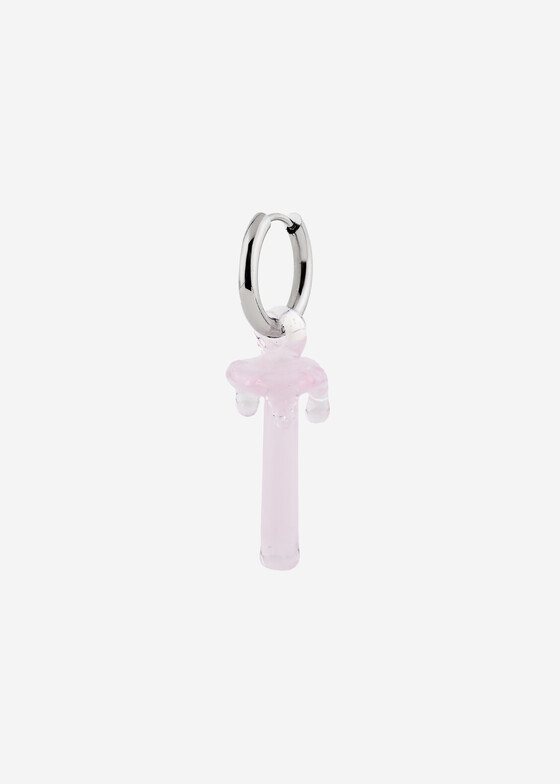 Моносерьги 78glass Розовая моносерьга из стекла Melting Secret Lollipop Mushroom