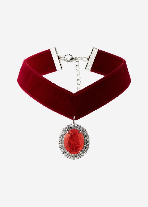 Чокеры Barhotka Бархатный чокер Rosy Flame с кристаллом