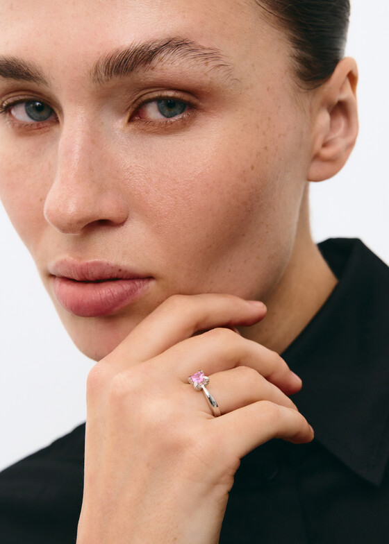 Кольца с крупной вставкой Herald Percy Diamonds Кольцо из белого золота с бриллиантами и сапфиром