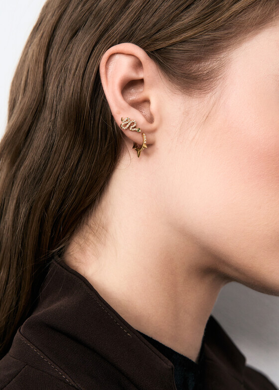 Серьги-кольца WANNA?BE! Позолоченные серьги из серебра с фианитами
