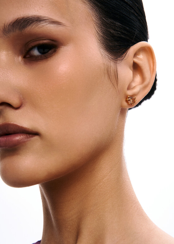 Пусеты Dzhanelli Jewellery Позолоченные пусеты из серебра «Сердце в когтях ROCK» с фианитами