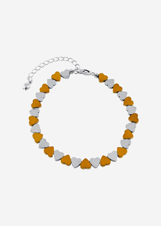 Браслеты Wisteria Gems Браслет из гематитовых сердец биколорный