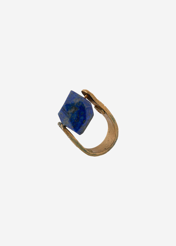 Кольца с крупной вставкой OLESYA KOMINEK Jewelry Кольцо из бронзы с лазуритом из коллекции «Вековая пыль. Византийская история»