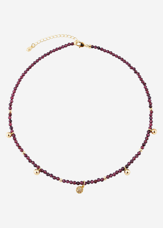 Колье Wisteria Gems Чокер из граната с подвесками-шариками