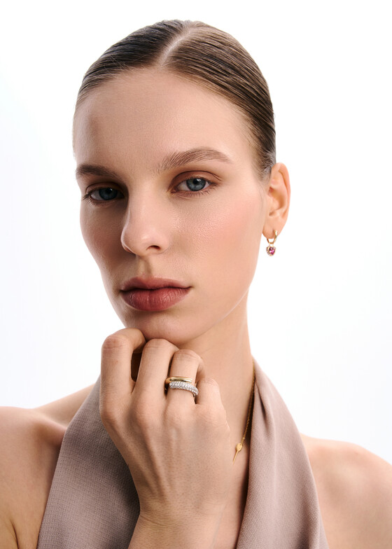 Кольца Swarovski Позолоченное кольцо Dextera с кристаллами