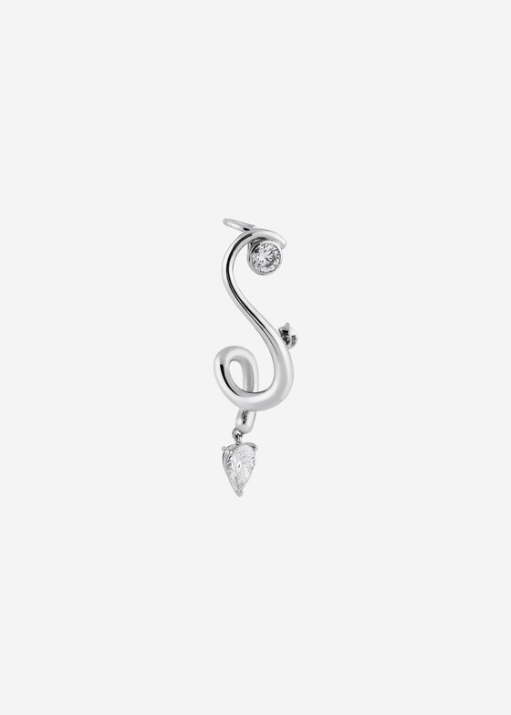 Моносерьги COBRA JEWELRY Моносерьга из белого золота из золота с выращенным бриллиантом
