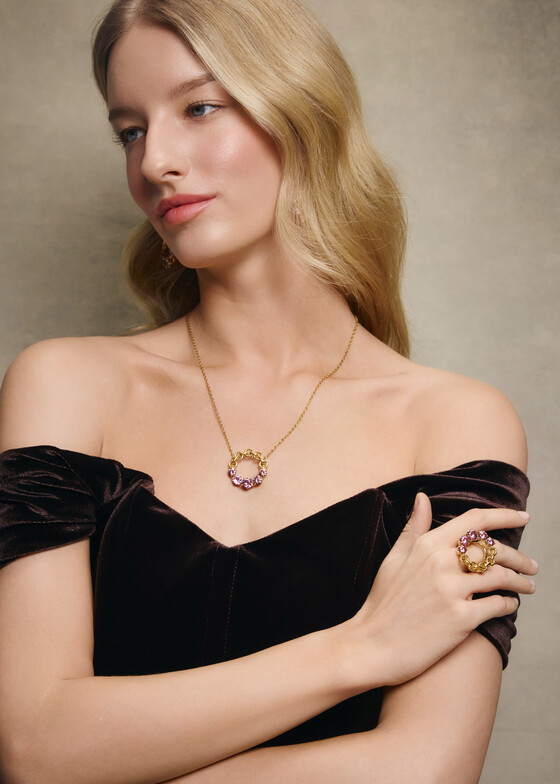 Акцентные кольца Fiore di Firenze Позолоченное Кольцо из латуни с фанитами CATENE NOVA