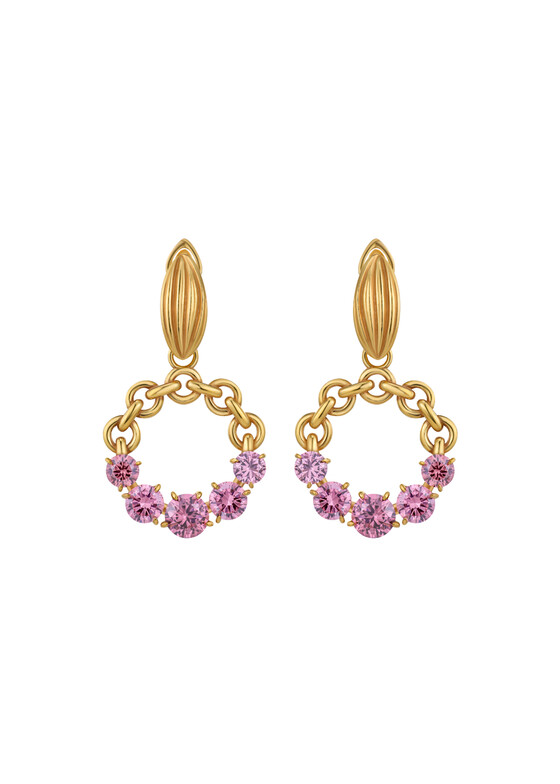 Акцентные серьги Fiore di Firenze Позолоченные Серьги из латуни с фианитами CATENE NOVA