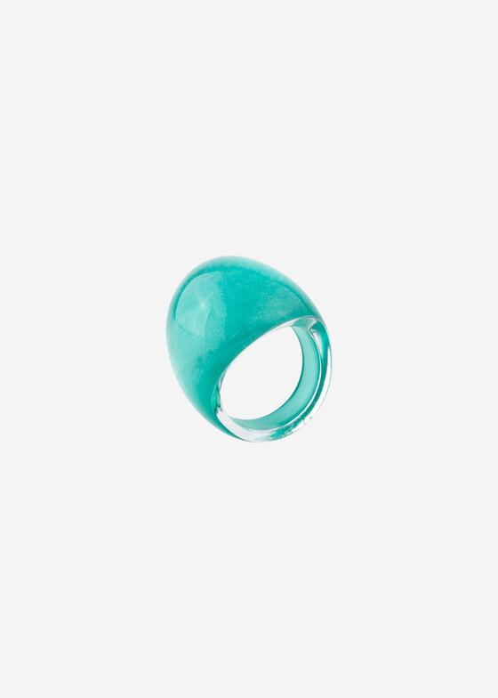 Акцентные кольца Lalique Кольцо-кабошон из хрусталя с зеленой патиной
