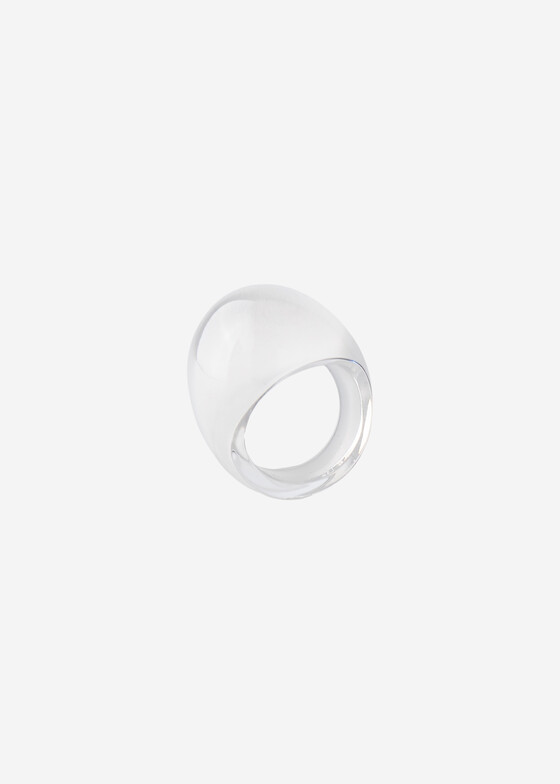 Акцентные кольца Lalique Кольцо-кабошон из хрусталя с белой патиной