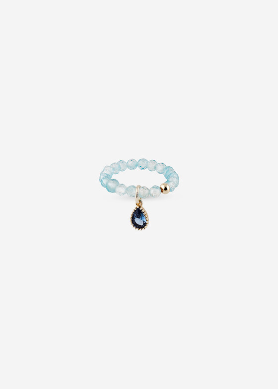Тонкие кольца Wisteria Gems Кольцо с голубым топазом и подвеской-каплей