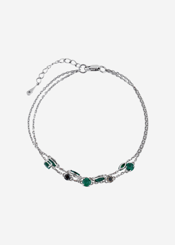 Браслеты COBRA JEWELRY Браслет из белого золота с облагороженными бриллиантами и изумрудами