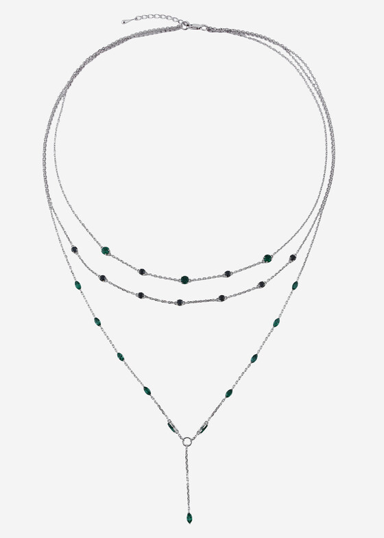 Колье COBRA JEWELRY Колье из белого золота с облагороженными бриллиантами и изумрудами