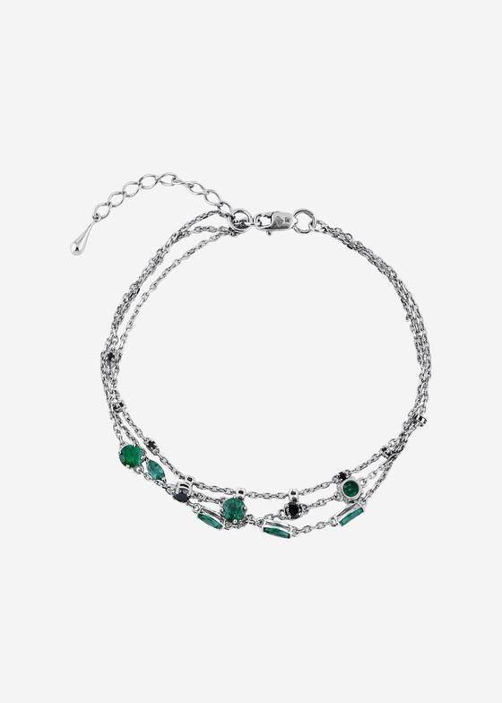 Браслеты COBRA JEWELRY Браслет из белого золота с облагороженными бриллиантами и изумрудами