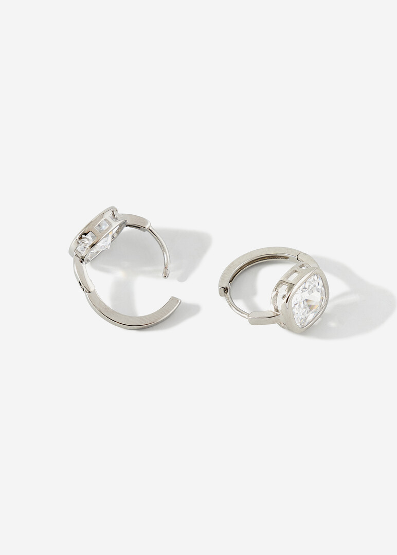 silver earrings with princess crystals