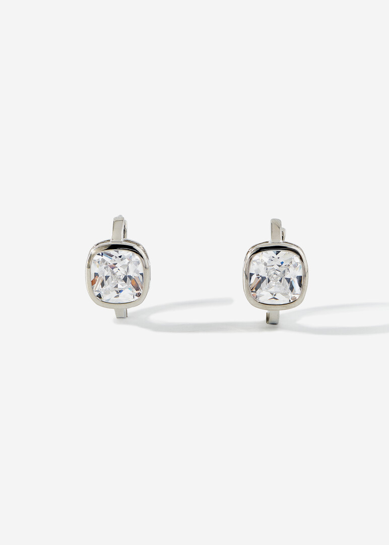 silver earrings with princess crystals