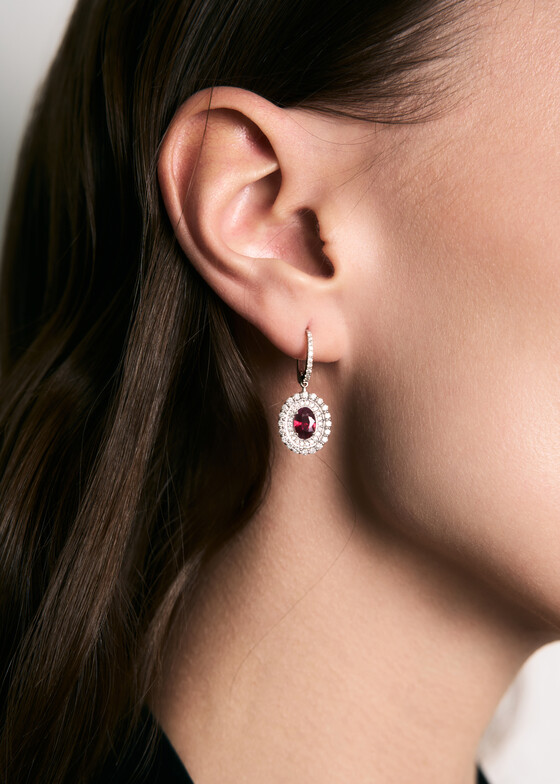 Серьги средней длины GENUINE MIRACLE jewelry Серьги из золота с бриллиантами и рубинами