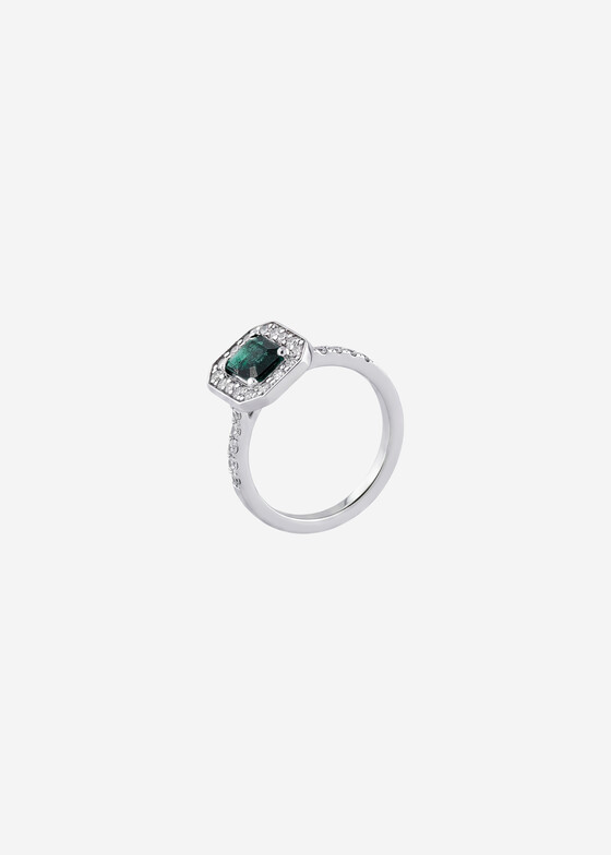 Кольца с крупной вставкой GENUINE MIRACLE jewelry Кольцо из золота с изумрудом и бриллиантами