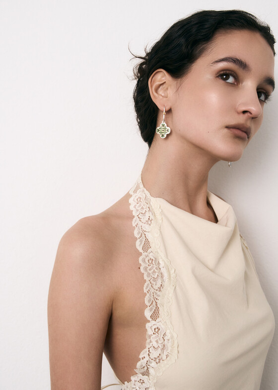 Серьги с подвесами MAJU enamel jewelry Серьги из серебра с горячей эмалью mimosa
