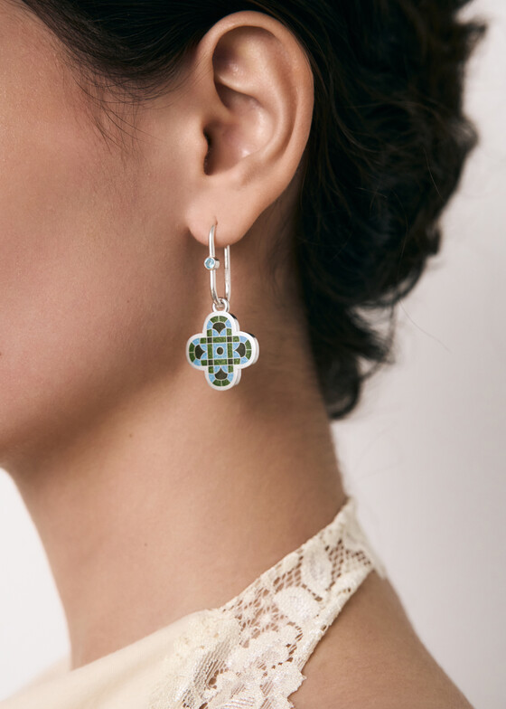Серьги с подвесами MAJU enamel jewelry Серьги из серебра с горячей эмалью mint