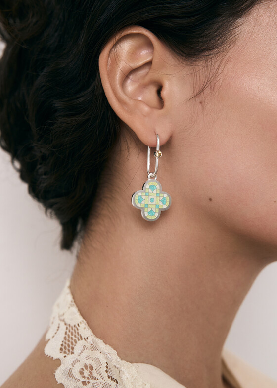 Серьги с подвесами MAJU enamel jewelry Серьги из серебра с горячей эмалью lime